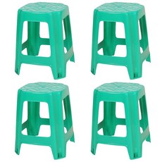 지오리빙 플라스틱 사각의자 4p 간이 야외 포장마차 편의점, 4개, 그린