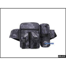 【野戰搖滾-生存遊戲】多用途戰術腰包 水壺袋【黑色蟒蛇迷彩】黑蟒可拆水壺包登山腰包側背包勤務腰包自行車腰包, 黑色蟒蛇, 1個