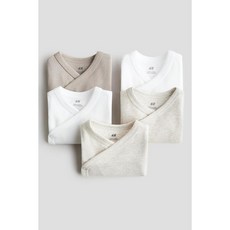 H&M 브랜드관 랩스타일 바디수트 5피스 세트 베이지 멜란지/토프 0814306044