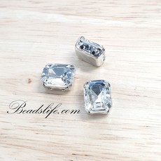 8-10mm 직사각 캡보석 30개 백금도금, 1봉, 크리스탈