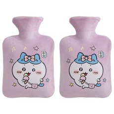 StarR 아이스크림 먹는 캐릭터 일러스트 패브릭 보온 물주머니 퍼플 500ml, 2개