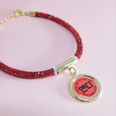 [앤디스크래프츠] 예쁘고 럭셔리한 강아지 고양이 인식표 목걸이(크리스탈형), 레드, 1개