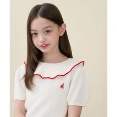 빈폴 키즈 BI6451G020 여아 러블리넥 면 반소매 니트 아이보리 1017553