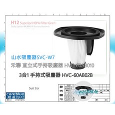 careblue 吸塵器濾網 適 SANSUI 山水 SVC-W7 SVC-B8, 4只 非台售機種 注意型號