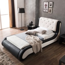 젠티스 기획전 # PU 가죽 침대 + 자모고 매트리스 (타입 선택), 화이트+블랙, 6.비올라 PU가죽침대 세트, 2.자모고 두스(미디엄소프트)