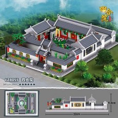 전통가옥 블록 건물 건축물 빌딩 무협 사극 전통 기와집 중국 랜드마크 기념품, 전통 가옥, 1개