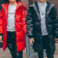 영문띠심플패딩 여아 남아 키즈 유아 겨울 롱점퍼 경량패딩 후드롱 잠바 점퍼 외투