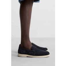 ZARA 자라 남성 슈즈 레더 포멀 스니커즈 캐주얼 가죽 로퍼 - 블루 180241