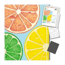 DecoArt 페인트 파티 키트 플로럴 카우보이 부츠 최대 5인용 페인팅 아메리카나 - 8가지 색상 브러시 세트 스텐실 전사지 보드, Multi- Slices of Citrus