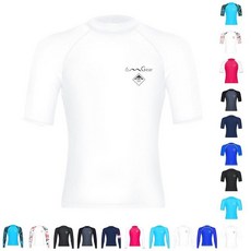 OMGear 남성용 여성용 래쉬가드 스판덱스 멀티 컬러 긴/반소매 수영복 UPF 50+ BJJ MMA 압박 셔츠 서핑 수트 패턴 네이비 블루긴팔 3XL 147840