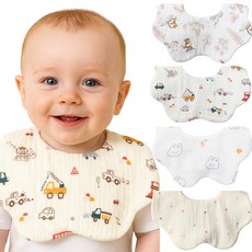 불로홈 요루 6중 거즈 롤링 아기 턱받이 4종 라운드형