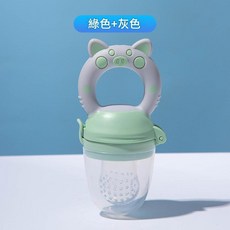 嬰兒果蔬輔食牙膠 寶寶咬咬樂 矽膠奶嘴, 灰綠 M碼, 1個
