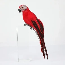 25/35cm 수제 시뮬레이션 앵무새 크리 에이 티브 깃털 잔디 입상 장식 동물 조류 정원 조류 장식 장식, 01 25cm, 04 Red