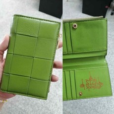 泰國龍婆本廟 羊皮編織中夾 手寫經文 招財, C綠色