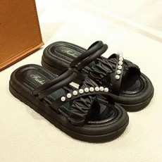 티류으스 여성 여름 진주 투웨이 통굽 쪼리 샌들 패션 캐주얼 편안한 발편한 슬리퍼 Lyw