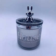 精品上新 ins風 高顏值便攜創意牙籤筒收納棉籤筒棉籤罐防塵帶蓋小紅書同款 上新, 小兔銀色H印花, 1個