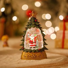 聖誕節音樂鈴八音盒雪花旋轉燈飾聖誕樹場景佈置平安夜禮物創意桌面擺件節日裝飾彩燈音樂盒, 綠色聖誕樹