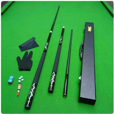 碳素臺球桿黑科技碳纖維桌球桿，斯諾克小大頭中式黑八9球桿入門撞球桿，專業檯球桿, 碳素銀黑單杆+杆盒（備註小頭中頭）, 1個