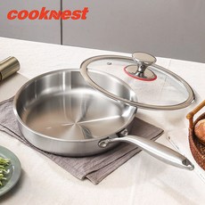 CookNest 인덕션 316 스텐 팬 스테인리스 후라이팬 프라이팬, 1개, 24cm