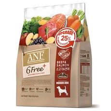 ANF 전연령 식스프리 플러스 인도어 독 건식사료, 소+연어, 1.6kg, 1개
