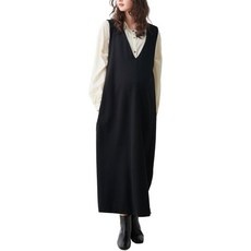 Angelybe Maternity Nursing Dress Long Jumper Skirt Sleeve Suitable for Pre and Postnatal