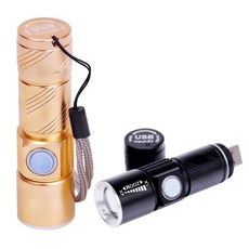 USB 휴대가 편리한 줌라이트 손전등 후레쉬 DH 미니, 블랙, 1개