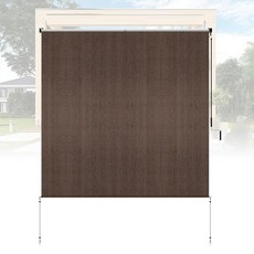 OOTON 온AT 테라스용 롤러 쉐이드 너비 1.8m(6피트) x 높이 외부 무선 롤업 야외 블라인드 90% 자외선 차단 현관 정자 퍼걸러 발코니 뒷마당용 베이지 1753