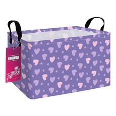 INGHUA 장난감 책 옷 선물 반려동물을 위한 직사각형 보관 바구니 패브릭 정리함 통 - 가정 사무실 아기방 기숙사 선반에 적합(Rec Forest Dinosa, Rec-Purple 하트