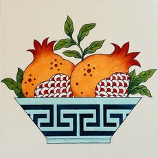 [동양화 화판] 석류 소과도 민화키트 천연염색 아교반수 이합장지 DIY컬러링