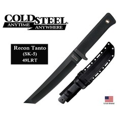 Cold Steel冷鋼經典Recon Tanto直刀SK-5鋼黑色塗層附刀鞘, 1個, 黑色