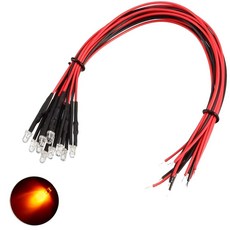 5V 3파이 오렌지 라운드 와이어 케이블 LED DIY 전자 실험 학교 교육 제작 실습 부품 조명 과학, 10개