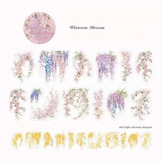 Mr. Paper 6 스타일 1 롤/가방 힐 컨트리 꽃 지점 시리즈 PET 다이 컷 강력 접착 테이프 크리 에이 티브 DIY 핸드북 스크랩북 전화 케이스 카드 216429, S24061-5