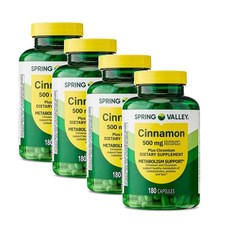 스프링밸리 시나몬 500mg 플러스 크롬 캡슐 Spring Valley Cinnamon Chromium, 4개, 180정