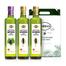 [선물포장] 소르바스 포도씨유500ml1병+해바라기유500ml 2병 오일 선물세트, 1세트