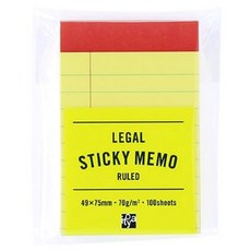 이토야 타임밸류 리갈 스티키 메모 룰드 49 x 75mm, 옐로, 1개, 100매