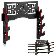 Mekueeex Sword Wall Mount Katana Holder Display Stand for 4 Samurai Swords Katana Wall Mount Wood, Mekueeex Sword Wall Mount Kata