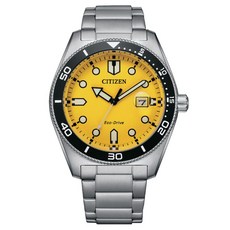 CITIZEN 星辰(AW1760-81Z)GENTS 光動能 復古玩色運動風腕錶-黃色43mm-防水100米