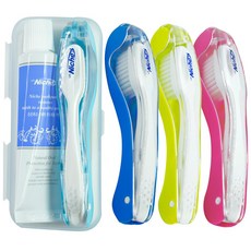 니치 여행용 칫솔 치약 세트 핑크 x 4개 케이스포함