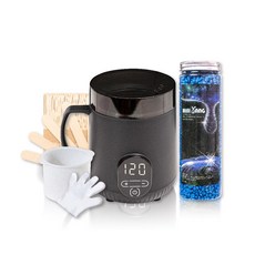 MINI YANG 低痛感星空熱蠟除毛基礎套組 (摩卡熱蠟機 靜謐藍蠟豆 木棒), 1個, 400g