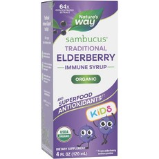 네이처스웨이 키즈 삼부커스 블랙 엘더베리 시럽 Nature's Way Sambucus Black Elderberry Syrup, 1개, 120ml