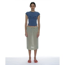 [파르티멘토] WOMEN 쉬어 미디 스커트_라이트 그린