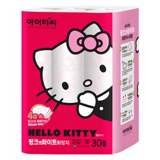韓國 ITC Hello Kitty 粉紅與白色 天然紙漿 4層衛生紙, 1個, 20m, 30入
