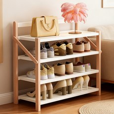 접이식 신발장 설치 면제 다용도 공간 절약형 현관 신발장정리대, 4단, 파스텔 핑크 70cm