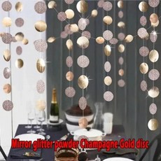 거울처럼 반짝이는 원형 화환 줄 파티 커튼 장식품 홈 데코, 1개, 3. Rose gold