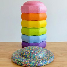 스텝핑스톤 레인보우 스톤 신체놀이 유아체육 디딤돌 밸런스 보드 유치원 어린이집, 팔각형 마카롱 세트 + 밸런스 플레이트