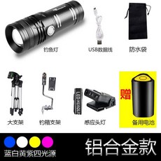 집어등 민물 후레쉬 USB 낚시 충전 삼각대 고정식 랜턴 이코노미 배터리 센서 갑오징어, 9 알루미늄합금4광원 빅브라켓 낚시통브라켓세트 배터리, 1개