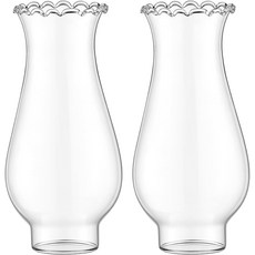 Lewtemi 2개 14인치 베이스 작은 오일 램프 굴뚝 등유 그늘막 유리 미니어처 교체 클래식