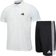 아디다스 카라티 반팔티 반바지 운동복 세트 남여공용 운동복 + ALS 마스크