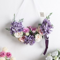 [플라워트리] 장미 조화 가랜드 씨엘블루 45cm 인테리어 꽃 벽장식 꾸미기 소품, 색상:블루