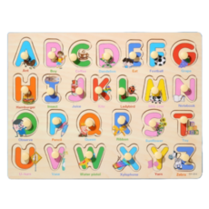 지니어스래빗 유아 원목 꼭지퍼즐 교구, 알파벳, 1개, 26조각